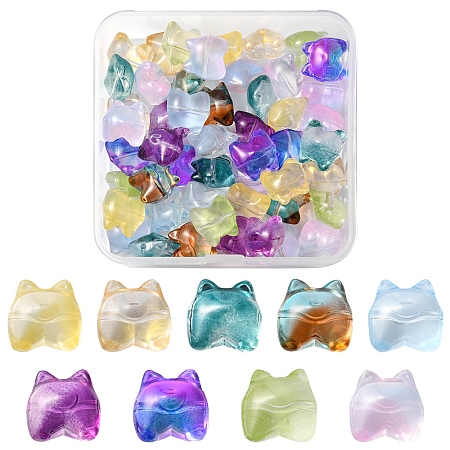 50Pcs 9 Style Transparent Spray Painted Glass Beads GLAA-FS0001-50-1