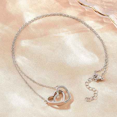 Brass Couple Heart Pendant Necklaces KK-CBA4547-07P-1