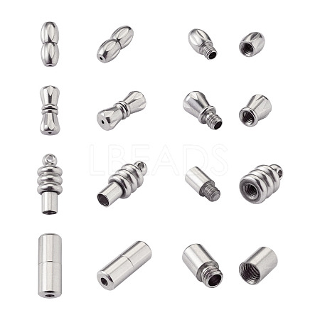 16Sets 4 Style 304 Stainless Steel Screw Clasps STAS-FW0001-08P-1