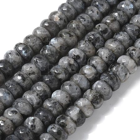 Faceted Natural Labradorite Rondelle Beads Strands G-K090-02-1