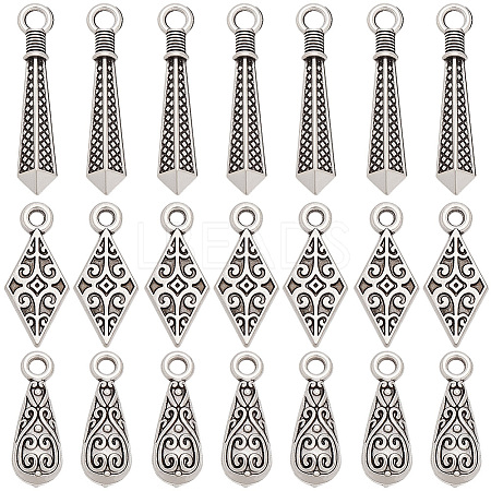 120Pcs 3 Styles Tibetan Style Alloy Pendants FIND-SC0025-52-1