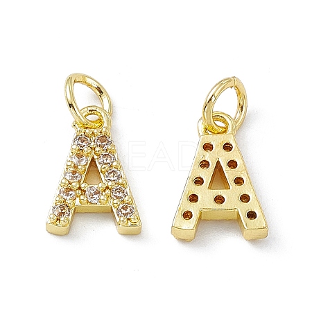Real 18K Gold Plated Brass Micro Pave Clear Cubic Zirconia Charms KK-E068-VB452-A-1