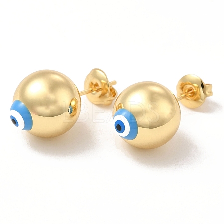 Enamel Evil Eye Stud Earrings EJEW-E274-01G-04-1