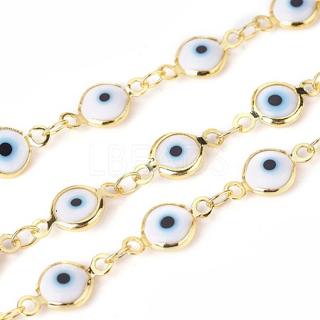 3.28 Feet Handmade Evil Eye Lampwork Link Chains X-CHC-F009-01B-G02-1