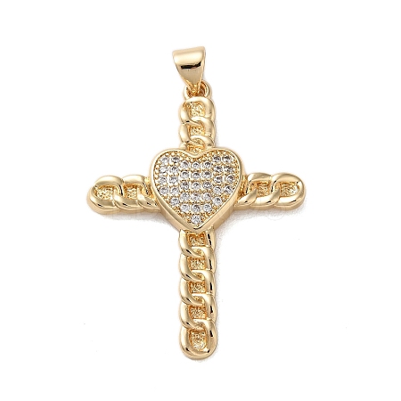 Brass Micro Pave Clear Cubic Zirconia Pendants KK-A212-06I-G-1