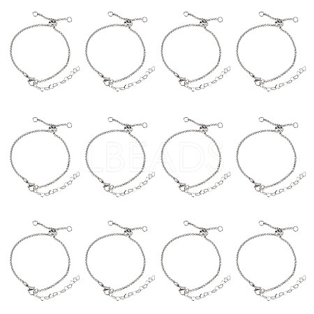 12Pcs 304 Stainless Steel Rolo Chain Slider Bracelet/Bolo Bracelets Making MAK-UN0001-19-1