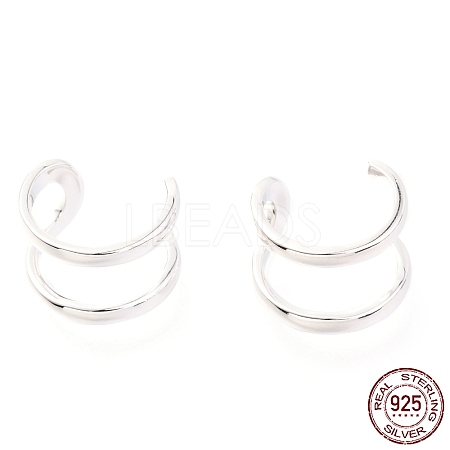 Anti-Tarnish Rhodium Plated 925 Sterling Silver Cuff Earrings EJEW-H124-11P-1