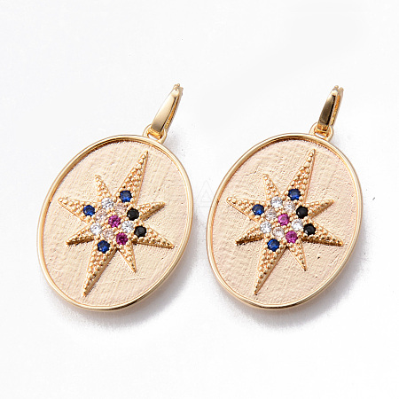 Brass Micro Pave Cubic Colorful Zirconia Pendants KK-N232-170G-NF-1