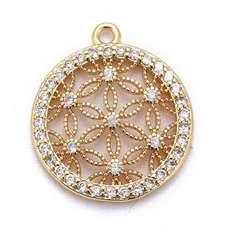 Brass Micro Pave Clear Cubic Zirconia Pendants ZIRC-A018-05G-RS-1