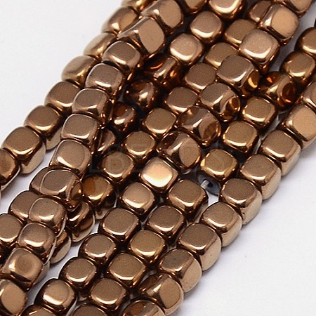 Electroplate Non-magnetic Synthetic Hematite Beads Strands G-J172-4x4mm-05-1