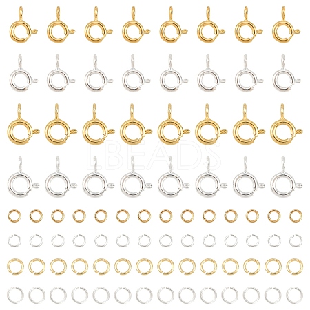 20Pcs 2 Styles Brass Spring Ring Clasps KK-YW0004-54-1