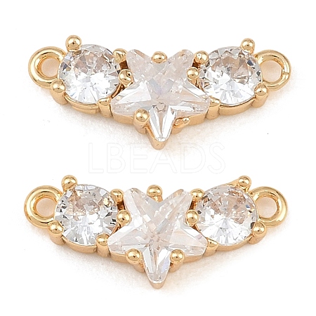 Brass Pave Clear Cubic Zirconia Connector Charmss CU-CBA804C-15G-1