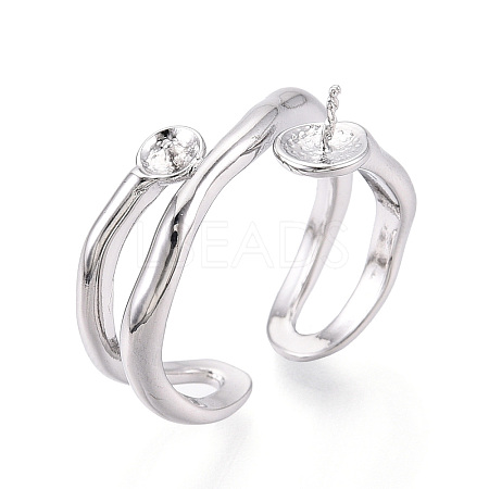 Brass Cuff Ring Settings KK-T076-58P-1