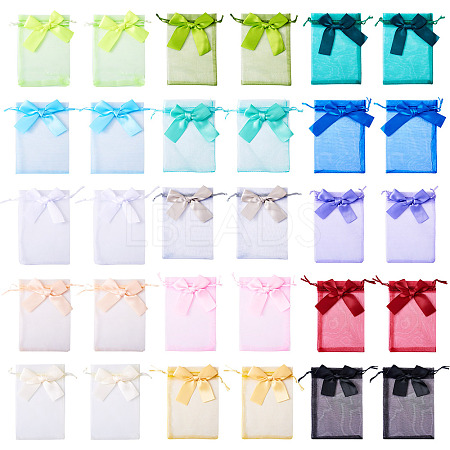 30Pcs 15 Colors Rectangle Organza Drawstring Bags ABAG-TA0001-89-1