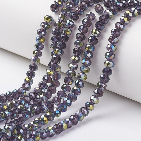 Electroplate Transparent Glass Beads Strands EGLA-A034-T6mm-S07-1