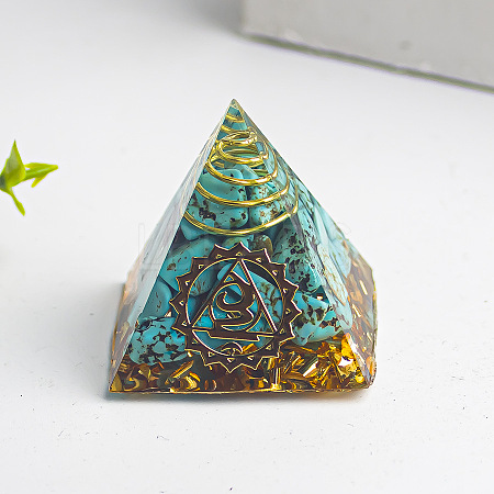 Chakra Theme Orgonite Pyramid Resin Energy Generators WG78315-03-1