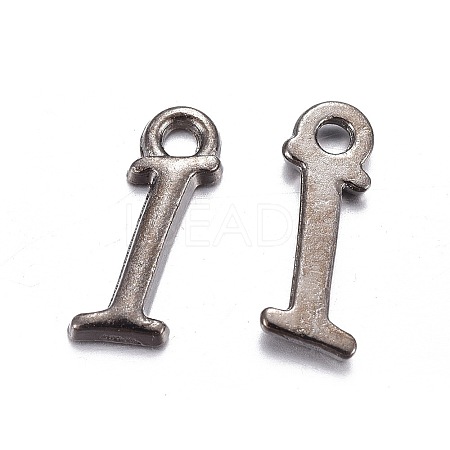 Gunmetal Plated Alloy Letter Pendants LS-PALLOY-J718-01B-I-1