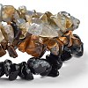 Chips Natural Labradorite & Snowflake Obsidian & Tiger Eye Beaded Stretch Bracelets Sets X-BJEW-JB05332-05-3