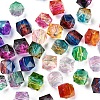 250Pcs 10 Colors Two Tone Transparent Spray Painted Acrylic Beads ACRP-CJ0001-03-4