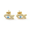Fish with Evil Eye Real 18K Gold Plated Brass Stud Earrings EJEW-L269-104G-01-1