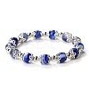 Natural Banded Agate Dyed Round Beaded Stretch Bracelets for Women JT2459-9-1