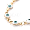 Enamel Heart with Evil Eye Link Chains Bracelet BJEW-P271-06G-01-2