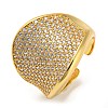 Rack Plating Brass Micro Pave Clear Cubic Zirconia Wide Open Cuff Rings RJEW-M156-01G-2