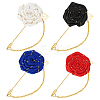 4Pcs 4 Colors Rose Polyester Lapel Pin Brooches for Men JEWB-FG0001-20-1