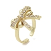 Brass Micro Pave Cubic Zirconia Open Cuff Ring RJEW-K256-58I-G-1