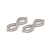 Brass Micro Pave Clear Cubic Zirconia Connector Charms KK-E068-VB385-3