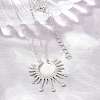Brass Micro Pave Clear Cubic Zirconia Sun Pendant Necklaces KK-CBA4547-09P-2