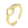 Brass Micro Pave Cubic Zirconia Open Cuff Ring for Women RJEW-F154-02G-A-5