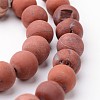 Frosted Round Natural Red Jasper Bead Strands G-J346-22-8mm-1
