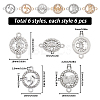 SUNNYCLUE 36Pcs 6 Styles Alloy Crystal Rhinestone Connector Charms FIND-SC0007-42-2