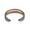 Rainbow Color Ion Plating(IP) 304 Stainless Steel Double Line Open Cuff Ring for Women RJEW-A005-41MC-3