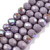 Electroplate Opaque Solid Color Glass Beads Strands EGLA-A044-P8mm-L13-1