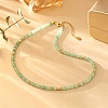 Natural Green Aventurine Rondelle Beaded Necklaces with Brass Beads WG55414-01-2