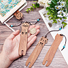 DELORIGIN 4Pcs 4 Styles Wood Bookmarks AJEW-DR0001-35-3