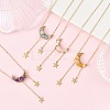 4Pcs 4 Styles Natural Aquamarine & Rose Quartz & Topaz Jade & Amethyst Chip Beads Moon Pendant Brass Cable Chain Necklaces for Women NJEW-TA00257-1