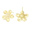 Brass Pave Clear Cubic Zirconia Stud Earring Findings LS-KK-F875-05G-2
