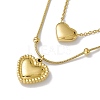 Ion Plating(IP) 304 Stainless Steel Heart Pendants Double Layered Necklace with Satellite Chains for Women NJEW-F298-08G-1