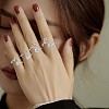 Rhodium Plated 925 Sterling Silver Initial Letter Open Cuff Ring JR852D-7