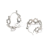 Non-Tarnish 304 Stainless Steel Beaded Ring Hoop Earrings for Women EJEW-P202-02P-2