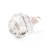 Wire Wrapped Transparent Glass Pendants PALLOY-JF01829-4