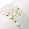 6Pcs 6 Style Natural Shell & Glass Star & Round Beaded Stretch Bracelets Set for Women BJEW-JB09945-01-2