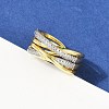 Brass Micro Pave Cubic Zirconia Open Cuff Ring for Women RJEW-F177-03GP-10-1