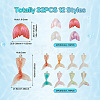 32Pcs 12 Styles Fishtail Shape Transparent Acrylic & Resin Pendants TACR-TA0001-16-5