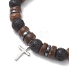 2Pcs Adjustable Natural Coconut & Lava Rock & Synthetic Lava Rock Beads Stretch Bracelets BJEW-JB13285-4