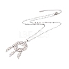 Non-Tarnish Woven Net/Web with Feather 304 Stainless Steel Pendant Necklaces for Women NJEW-G087-01P-3