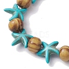 Beach Starfish Dyed Synthetic Turquoise Stretch Bracelets BJEW-JB10293-02-3